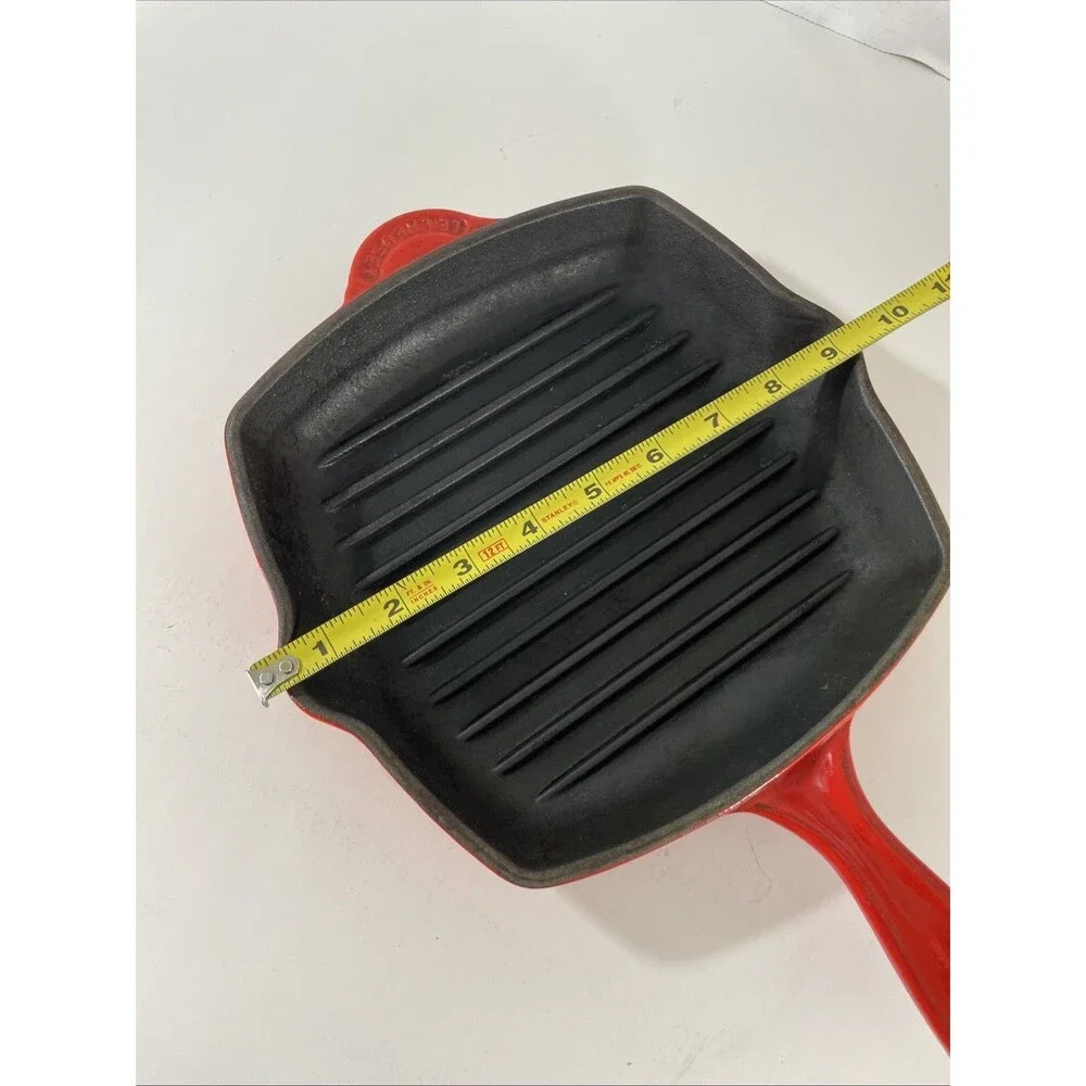 Le Creuset Flame Orange Enameled #20 Cast Iron Square Grill Pan Griddle